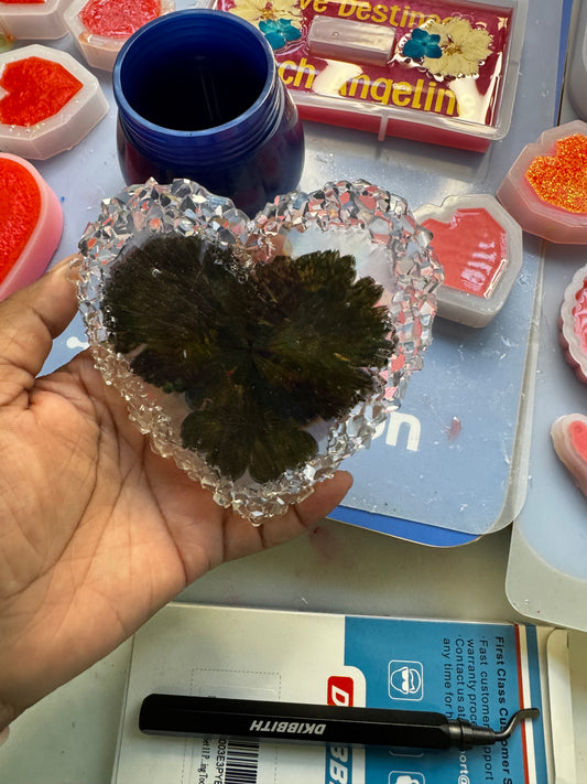 Clear heart with black sunflowers