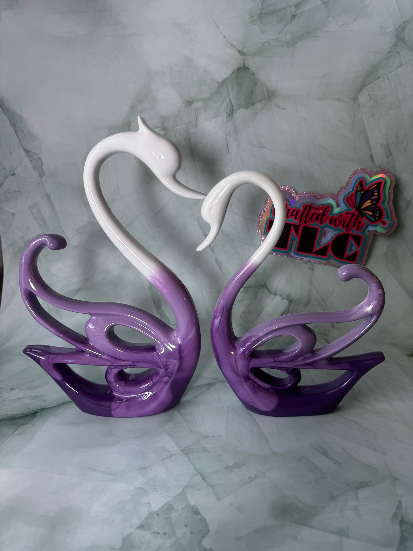 Lovely Swan Set Purple and White Ombre