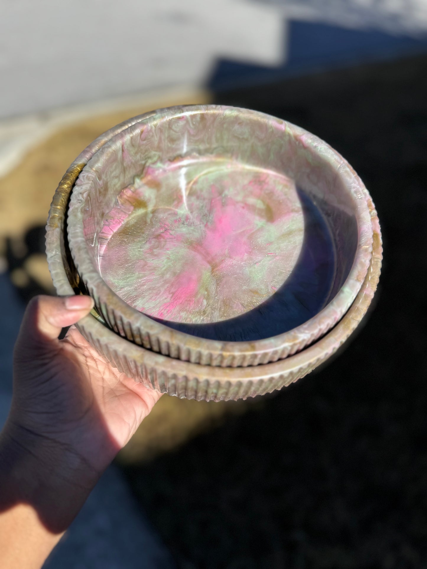 Pink Green & Gold Decorative Bowl Set
