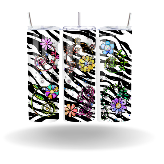 Striped Flowers Tumbler