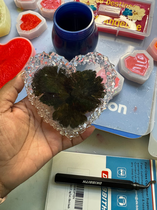 Clear heart with black sunflowers