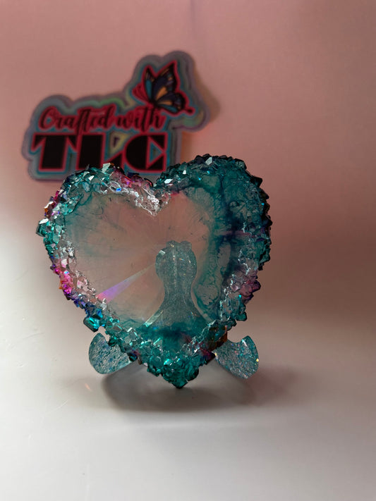 Clear and Teal Decorative Heart